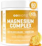 GoBiotix Magnesium Glycinate Powder - Magnesium Complex Supplement with Citrate, Malate, and Glutamine Chelate - Sugar Free, Non GMO - 420 mg per Serving - 60 Servings per Tub - Honey Citrus