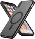 Tigowos Translucent Magnetic Phone Case for iPhone Xs Max with MagSafe Wireless Charging Anti-Yellow Anti-Fingerprint Shockproof Protective Case for iPhone Xs Max(6.5")， Black