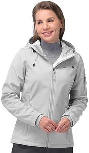 33,000ft Women's Softshell Jacket, Fleece Lined Warm Jacket Light Hooded Windproof Coat for Outdoor Hiking