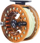 M MAXIMUMCATCH Maxcatch ECO Large Arbor Fly Fishing Reel (3/4wt 5/6wt 7/8wt) and Pre-Loaded Fly Reel with Line Combo (Brown Trout Reel Loaded Moss Green Line, 5/6 Weight)