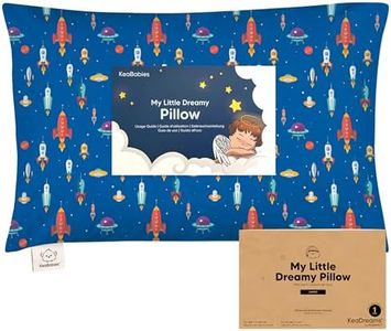 KeaBabies Toddler Pillow with Pillowcase, Jumbo 14X20 - Soft Organic Cotton Toddler Pillows for Sleeping - Machine Washable - Perfect for Travel, Toddler Bed Set (Space Race)