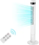 Antarctic Star Tower Fan Portable Electric Oscillating Fan Quiet Cooling Remote Control Standing Bladeless Floor Fans 3 Speeds Wind Modes Timer Bedroom Office (43 inch, White)