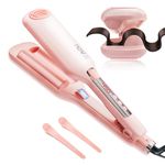 Wave Curling Iron Anti-Scald Hair Crimper, 2 Barrel Ionic Wavy Hair Curler for Women, 1.1in/28MM Rapid Heating Curling Wand, Hair Waver, Crimper Hair Iron for Wide Deep Waves