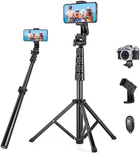 JOILCAN Phone Tripod, 70" Extendable Selfie Stick Tripod for iPhone with Wireless Remote Shutter, Lightweight Portable Camera Tripod with Phone Holder, Compatible with iOS/Android/Small Camera