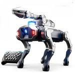 Intelligent Robot Dog Toy with Remote Control | Smart Walking Robot Puppy with LED Lights, Stunt Actions & USB Rechargeable Battery | Interactive Electronic Toy for Kids (Grey)