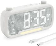 Digital Alarm Clock with Bluetooth Speaker - FM Radio Clock for Bedroom with 5 Dimmer, 16 Sound Level, LED Night Light, Phone Charger, Battery Backup, Snooze, 12/24H&DST, Wake Up by Radio or Buzzer