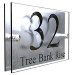 House Sign Modern Glass Effect Acrylic Door Number Name Road Plate Plaque