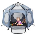 Smocraut Baby Playpen for Babies and Toddlers, Foldable Pop Up Play Pen, Automatic Camping Tent Portable Playpen for Indoor and Outdoor Use, 450D Lightweight Play Yard for Camping,Beach,Park,Home