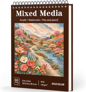 Soucolor Mixed Media Sketchbook, 9x12 Sketch Book,60 Sheets Sketch Pad