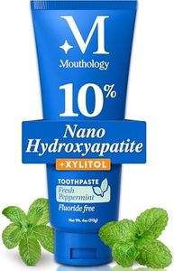 Mouthology 10% Nano Hydroxyapatite Toothpaste (Fluoride Free), Whitening*, Xylitol Toothpaste for Adults, Supports Enamel Care*, Appropriate for Sensitive Teeth*, SLS Free, Mint 4oz (USA Made)