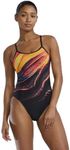 TYR Women's Durafast Elite Crosscutfit Swimsuit One Piece, Black/Orange, 32