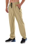 AIRIKE Men's Elastic Waist Hiking Pants Water Resistant Quick-Dry Lightweight Outdoor Sweatpants with Zipper Pockets, Khaki, X-Large