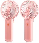 JZCreater 2Pack Mini Handheld Fan,Portable Hand Held Fan, 15H Cooling Fan, Quiet 4 Speed, USB Rechargeable Battery Operated Desk Fan, Small Electric Fan for Travel Outdoor Home Office Makeup, PINK