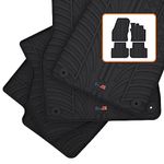 TRAVALL Rubber Car Mats (set of 4) compatible with VW Tiguan (2016-Current) Heavy Duty Floor Mats Moulded Premium Mats Easy Clean Black with Clips - Anti Slip All-Weather Protection