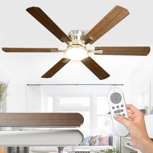 Airwit 132cm Grande Ventilatore da Soffitto con Luce Doppia Faccia Pale, Silenzioso Ventilatore da Soffitto con Telecomando e Reversible DC Motore per Camera da Letto (Montaggio a Soffitto-6 Pale)