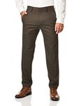 Kenneth Cole REACTION Men's Slim Fit Moisture Wicking Suit Pant Dress, Brown, 31 W/30 L