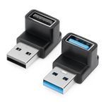 AIYEEN USB 3.1 Adapter 90 Degree (2 Pack), Up and Down Angle 90 Degree USB 3.1 Type A Male to USB-A Female Coupler Adapters, Fast Charging Converter OTG (USB 3.1 Up Down)