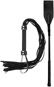 RIDIN Leather Crop 18" Whip 33" Set Riding Crop for Horse Play Faux Leather Black Whip