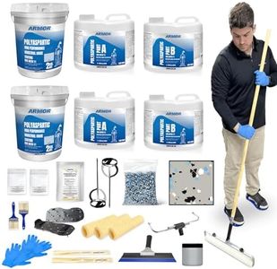 ArmorPoxy Polyaspartic Floor Coating Kit - 21Pc - Fast Drying - 2 Layer - 1 Day System - Polyaspartic Garage Floor Coating Kit - for Indoor, Outdoor, Automotive, Balcony - 500 Sq Ft - Medium Gray
