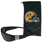 NFL Siskiyou Sports Fan Shop Green Bay Packers Chrome Wrap Sunglasses and Bag One Size Black