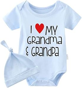 YSCULBUTOL Baby Twins Bodysuit I Love My Grandma and Grandpa Funny Baby Romper Baby Girl Clothes Set(blue hayi love grandpa grandma 6m)