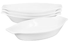 jinsongdafa Ceramic Oval Au Gratin Baking Dishes 7 oz, Set of 4 Banana Split Bowls, Oven and Microwave Safe, for 1 person servings, Bakeware with Double Handle for Kitchen and Home,8.3 Inch