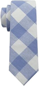 Mantieqingway Mens Skinny Ties,2.56" Cotton Neckties Striped Plaid Ties for Groom Groomsmen Wedding Party Christmas (Plaid Sky Blue White)