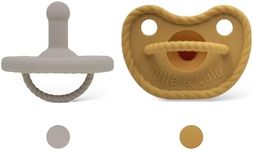 Mila & Lulu Round Silicone Pacifiers (Set of 2) – 100% Food-Grade, One-Piece Design, Soft Round Nipple, Airflow Shield, Multi-Use Pacifier & Teether for Newborns and Infants 0+ Months - Cloud/Sun