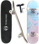 WHOME Pro Skateboards Complete for Adult Youth Kid & Beginner - 31"x8" Double Kick Concave Standard Skateboard for Girl&Boy 8-ply Alpine Maple Deck ABEC-9 Bearings Include T-Tool (Pink)