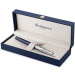 Waterman Hémisphère Fountain Pen | Metal & Blue Lacquer | Chiselled Cap | Stainless Steel Medium Nib | Blue Ink | Gift Box