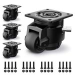 ANDUTEES Leveling Casters Heavy Duty with Upgraded Ratchet Handle Design, Adjustable Retractable Casters Set of 4, Swivel Industrial Castor Wheels for Workbench (80F, 4400 Lbs Capacity, Black)