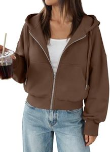 Trendy Queen Zip Up Hoodies For Women Cropped Sweatshirts 2026 Fall Outfits