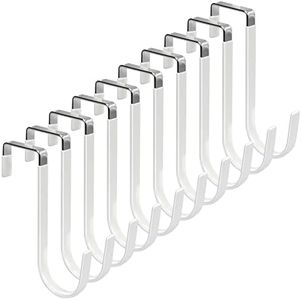FYY Over The Door Hooks, 10 Pack Door Hangers Hooks with Rubber Prevent Scratches Heavy Duty Organizer Hooks for Living Room, Bathroom, Bedroom Hanging Clothes, Towels, Hats, Coats, Bags White