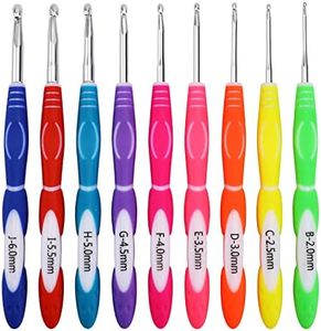  KOKNIT 9-teiliges Häkelnadel Set, B (2 mm) – J (6 mm) ergonomische Häkelgriffe mit glattem, tiefem Halsband Häkelnadeln, bestes Geschenk für geliebte Menschen