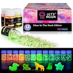 Let's Resin Glow in The Dark Glitter, 12 Colors Luminous Lridescent Chunky Glitter, Craft Glitter Set for Epoxy Resin, Body, Face, Nail, Slime, Craft and Festival Party Decoration