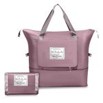 Storite 40cm Foldable Travel Duffle Bag for Women | Expandable Lightweight Water Resistant Nylon Weekender Overnight Luggage Bag for Travel, Gym & Shopping | Pink (40 x 23 x 30 cm)