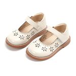 THEE BRON Toddler Shoes Girls Mary Jane Flats Kids School Oxfords Dress Shoes(CA-AX306 Toddler,Beige/9M)