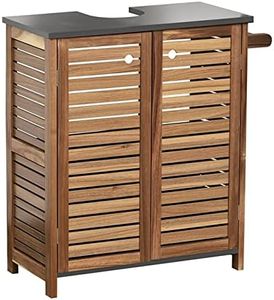 EVIDECO French Home Goods Brown and Gray Under Sink Cabinet with U-Shaped Cut-Out, Double Vented Doors, Towel Holder - Elements Collection