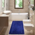 SOANNY Blue Bathroom Mat, Large Fluffy Soft Microfiber Bath Mats with Non Slip Absorbent Backing, Thickened Long Bathtub Shower Runner Area Carpet, Machine Washable, 60 X 150 CM