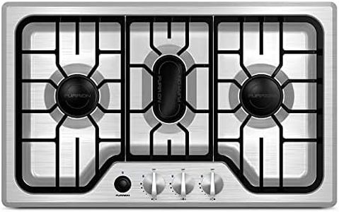 Furrion 7500BTU RV Chef Collection Gas Cooktop with 3x Gas Burners; Pulse Ignition and Cast Iron Grate (Stainless Steel) - FGH4ZSA-SS