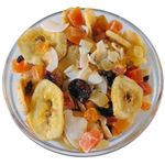 Tropical Dried Fruit Mix 1kg – Includes Dried Apricots, Banana, Pineapple, Papaya, Coconut, Cranberries – Packed Fresh In Resealable Bag - Perfect for Healthy Snacking, Baking, Vegetarian & Vegans