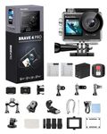 AKASO Brave 4 Pro 4K30fps Ultra HD Action Camera 131ft Waterproof Underwater Camera 20MP Vlogging Video Cameras Touch Screen EIS Remote Control 5XZoom 2xBatteries and Other Helmet Accessories Kit