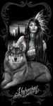 Harmony Native Girl and Wolf Fiber Reactive Beach Towel