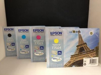 Lot de 4 cartouches d’encre XL d’origine (T7021 / T7022 / T7023 / T7024) pour Epson Workforce PRO WP 4025 DW