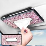 eing Car Tissue Holder Bling Cute Car Accessories for Women Sparkly Leather Sun Visor Napkin Hanging Stuff with Crystal Diamonds, 1 - Pack Pink