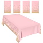 Toplive 4 Packs Disposable Plastic Tablecloths, Plastic Rectangle Pure Tablecloths for Indoor or Outdoor Tables Parties Christmas Picnic Birthdays and Weddings-Pink