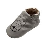 iEvolve Baby Shoes Baby Toddler Soft Sole Prewalker Baby First Walking Shoes Crib Shoes Baby Moccasins(Grey Cat, 12-18 Months)