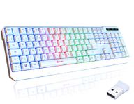 KLIM Chroma Wireless Keyboard UK Layout + Slim, Durable, Ergonomic, Quiet, Waterproof, Silent Keys + Backlit Wireless Gaming Keyboard For Laptop PC Gamer PS4 Mac + NEW 2024 VERSION + White