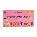 Azafran Organics 8 Jumbo Glitter Non-Toxic Block Crayons, Plant Based, Clinically Tested Baby Safe, Hypoallergenic, For Pre School Kids, No Harmful Chemicals, Multicolor