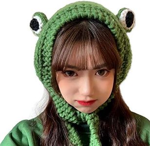 Cnorialy Frog Headband Hat Cute Crochet Knitted Headband Outdoors Big Eye Frog Cap Earflap Ear Protective